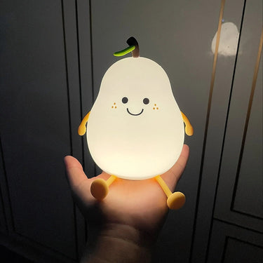Cute Fruit Night Light Silicone Pear Lamp with USB Charging - Casatrail.com